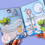 Paper Dollhouse Printable Blue Theme Dress Up, Paper Doll Diy Throughout Printable Paper Doll House Bathroom