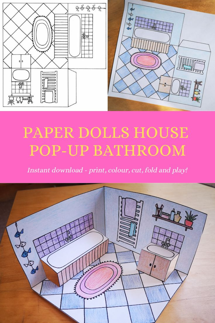 Paper Dolls House Pop-Up Bathroom Printable within Printable Paper Doll House Bathroom