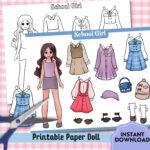 Paper Dolls Printable, School Girl Coloring Pages, Cute Paper Regarding Printable Paper Girl Doll