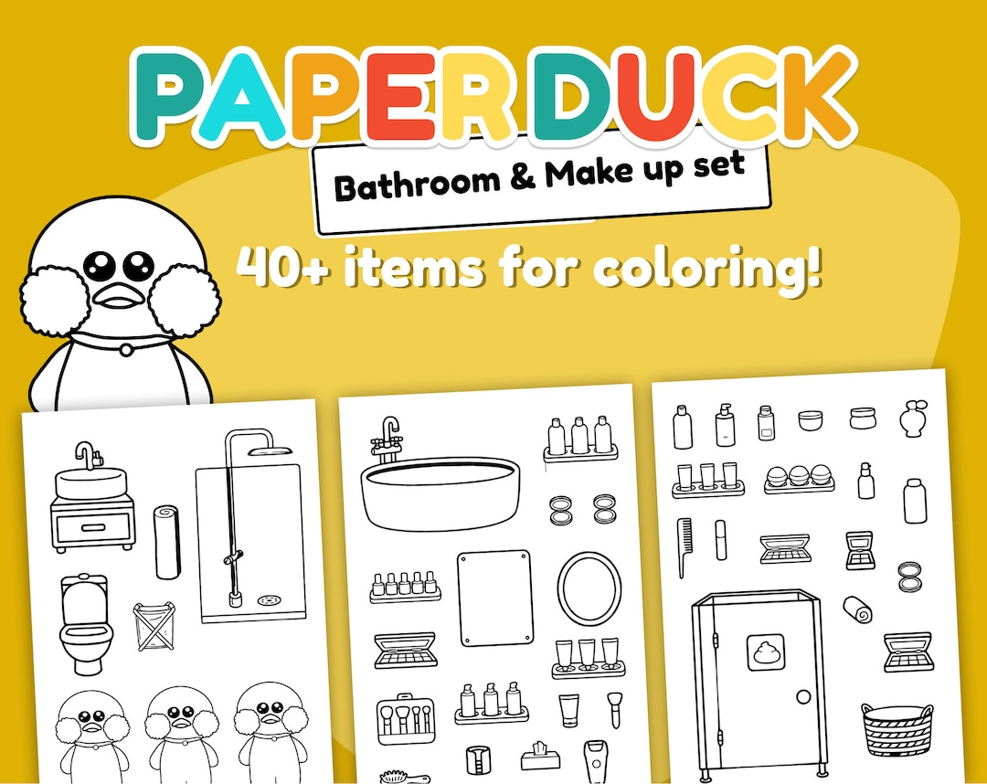 Paper Duck Printable Set For Coloring | Bathroom, Make Up And Skin Care Bundle | Ready For Instant Download And Print | 40+ Items - Etsy inside Printable Paper Duck