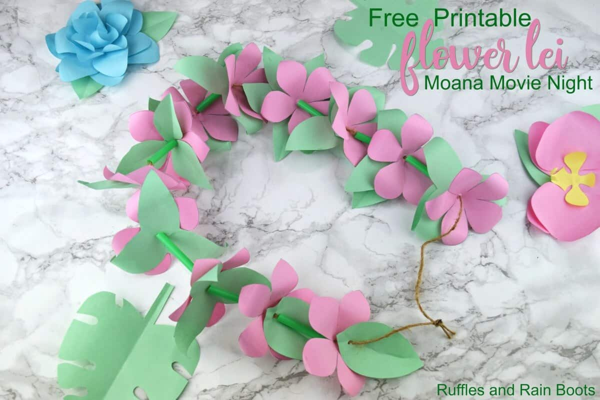 Paper Flower Lei For Moana Movie Night Or Party regarding Printable Paper Flower Lei Template