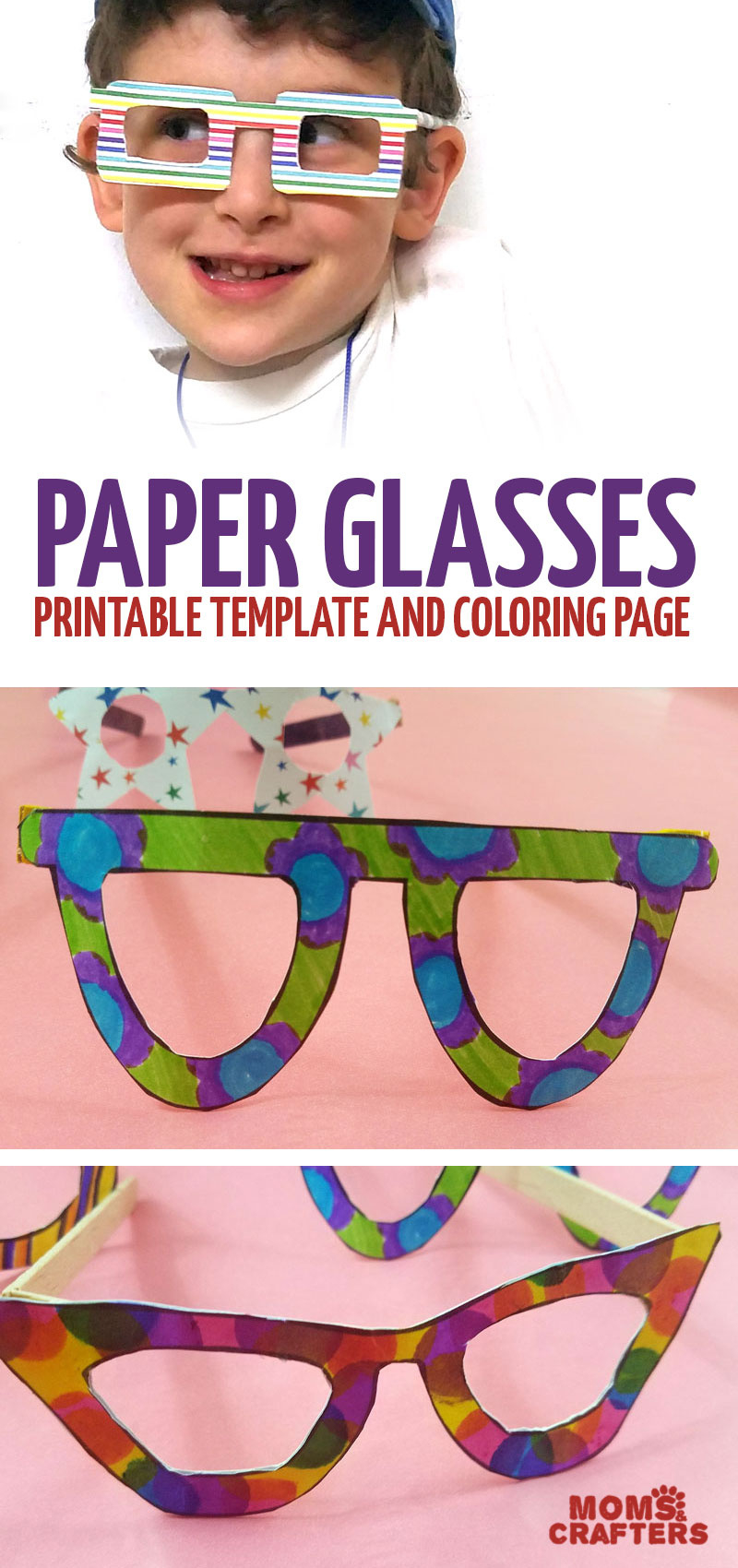Paper Glasses - Color-In Pretend Glasses Craft * Moms And Crafters with Printable Paper Glasses