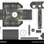 Paper Model Of A Vintage Camouflaged Tank Vector Image In Printable Paper Tank Models