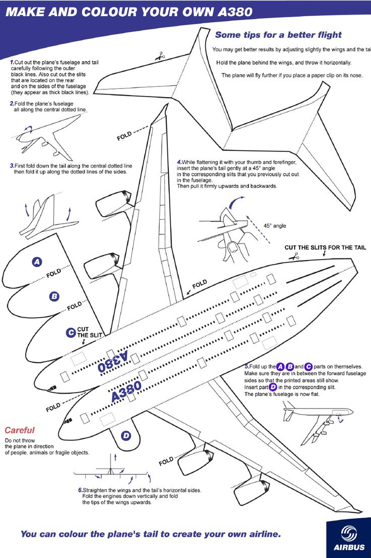 Paper Plane Glider-Airbus-A-380 within Printable Paper Aircraft Models