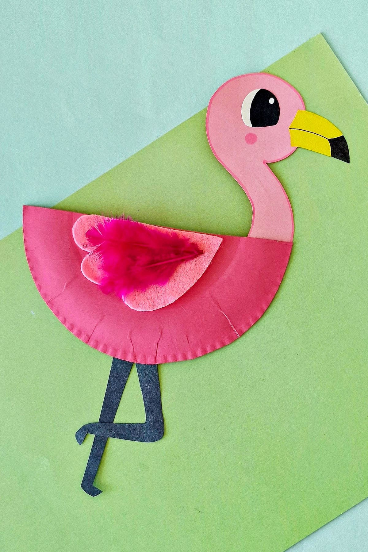 Paper Plate Flamingo Craft (Free Printable Template) in Printable Paper Plate Crafts