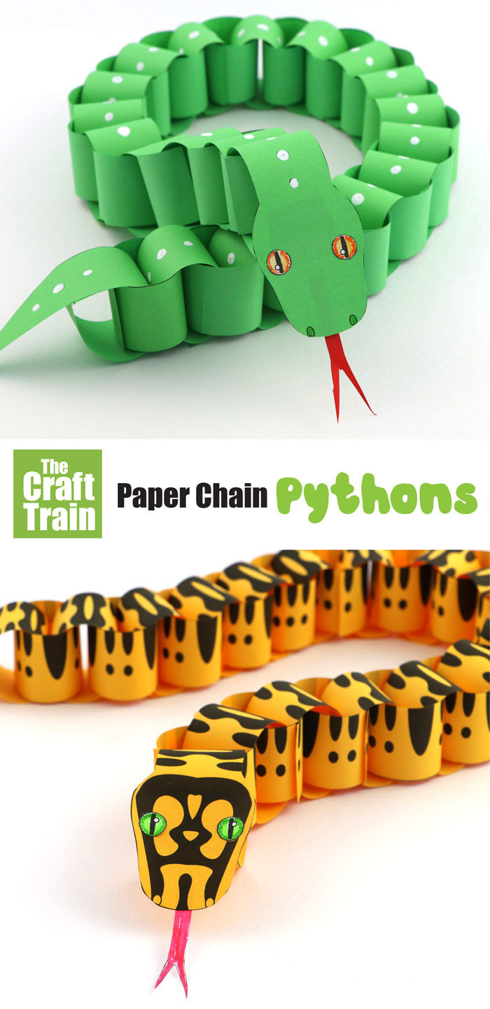 Paper Snake Craft - The Craft Train with Free Printable Paper Chain Snake Template