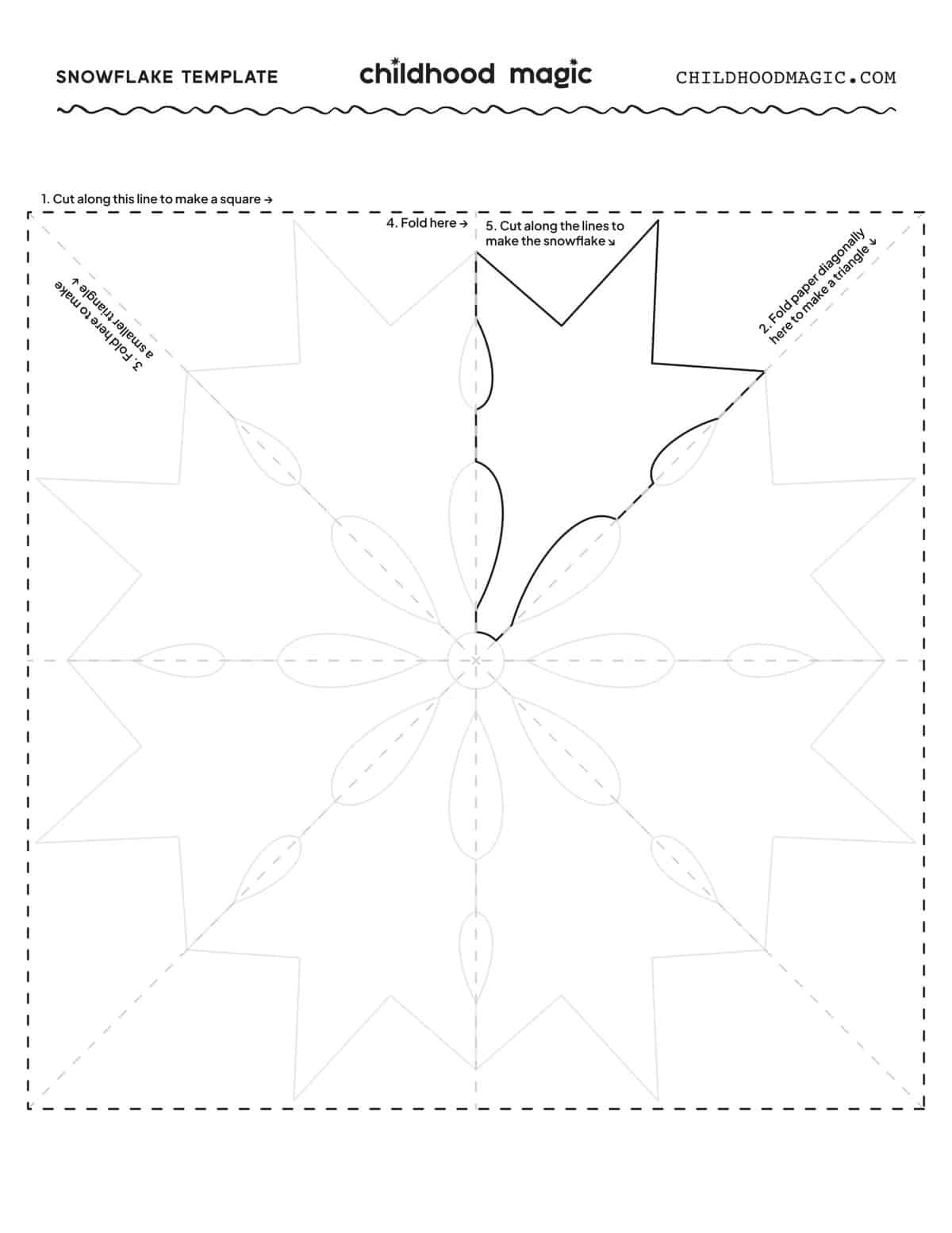 Paper Snowflake Template - Childhood Magic intended for Printable Paper Snowflake Pattern