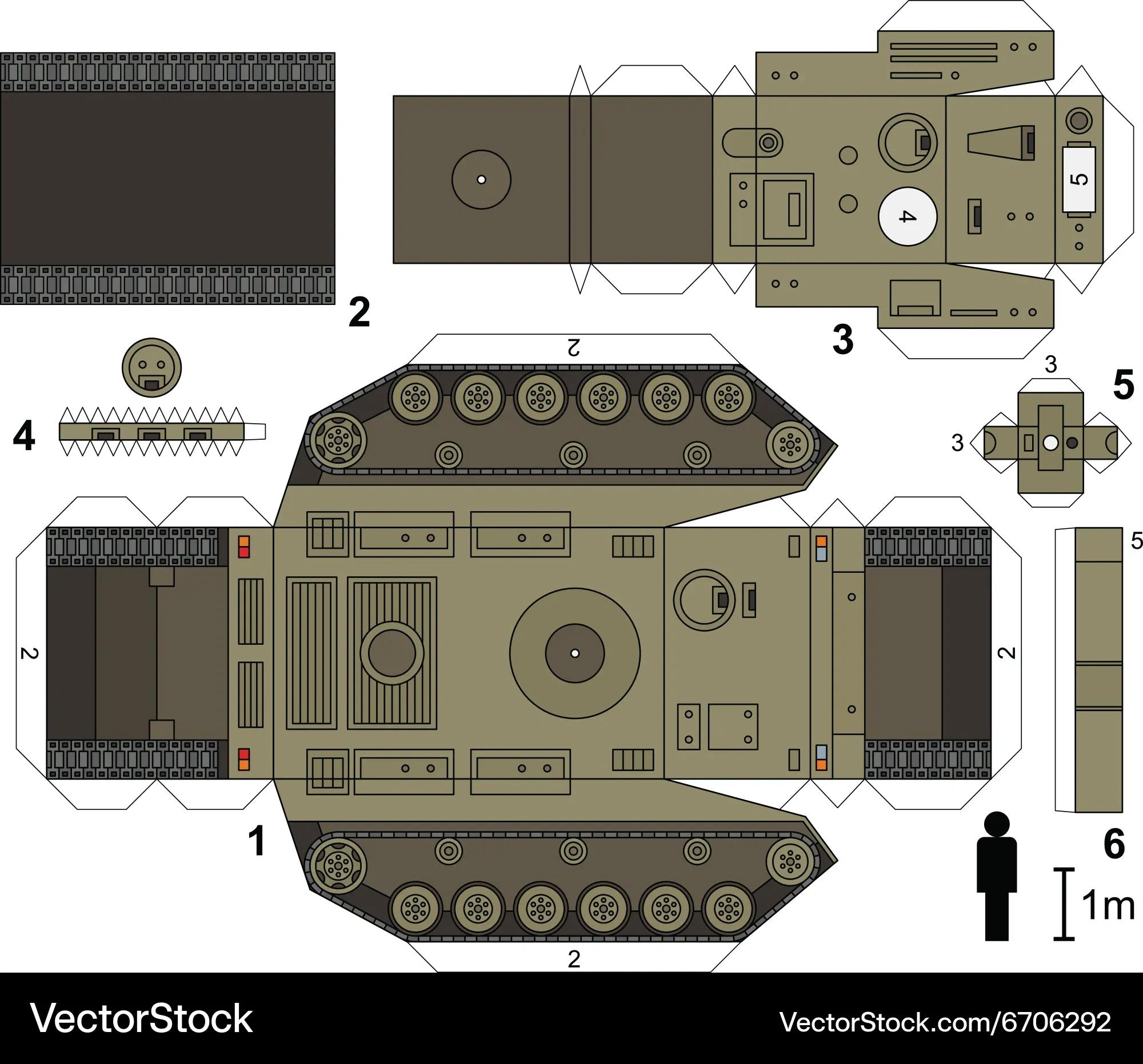 Paper Tank Model - Tracked Vehicle Royalty Free Vector Image intended for Printable Paper Tank Models