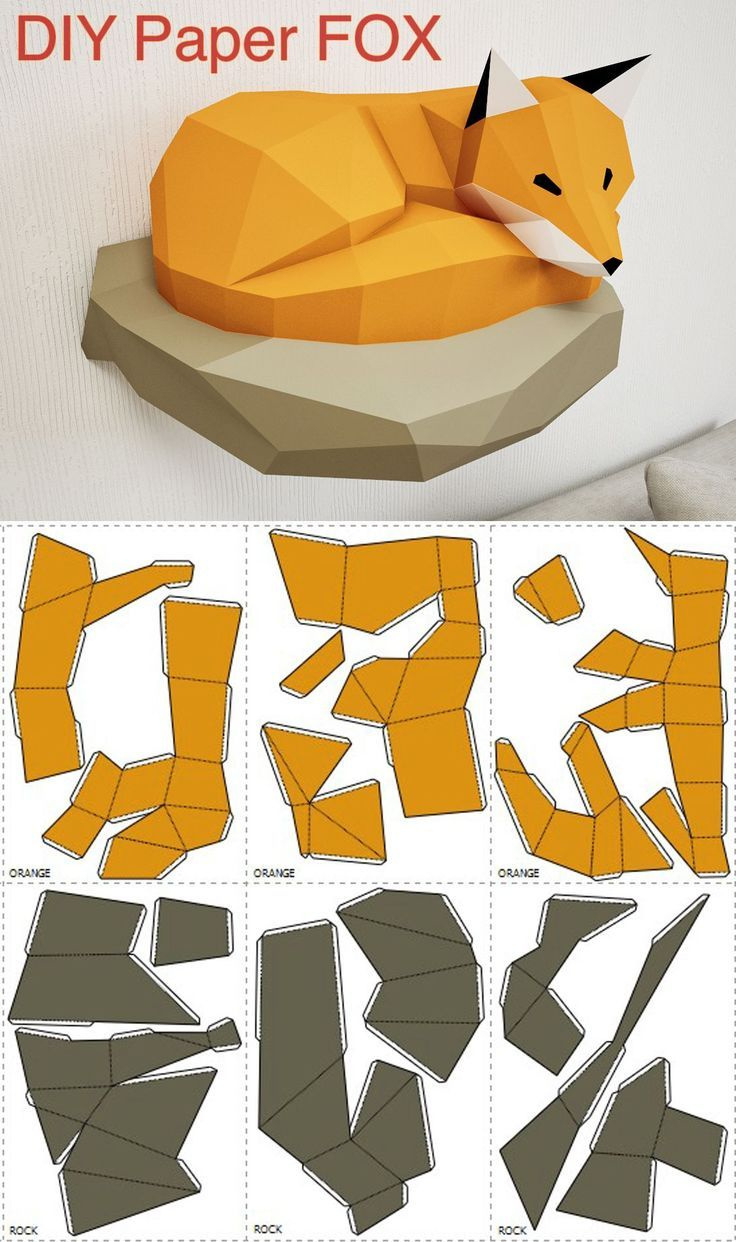 Papercraft Fox On Rock, Paper Model, 3D Paper Craft, Paper within 3D Paper Models Printable