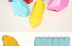 Papercraft Gems, Pdf Template, Diy. #Papercraft #Gem #Crystal for Printable Paper Crystal Template