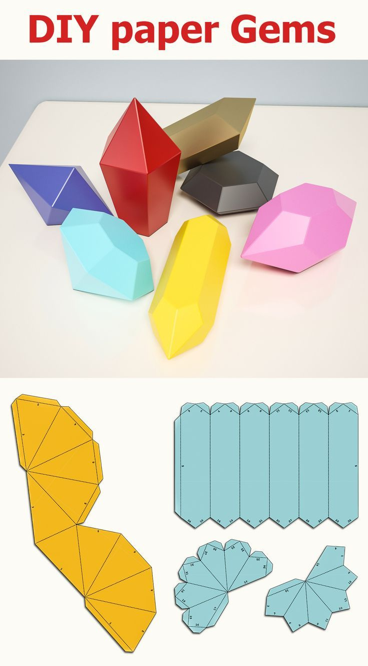 Papercraft Gems, Pdf Template, Diy. #Papercraft #Gem #Crystal throughout Printable Paper Gem Template