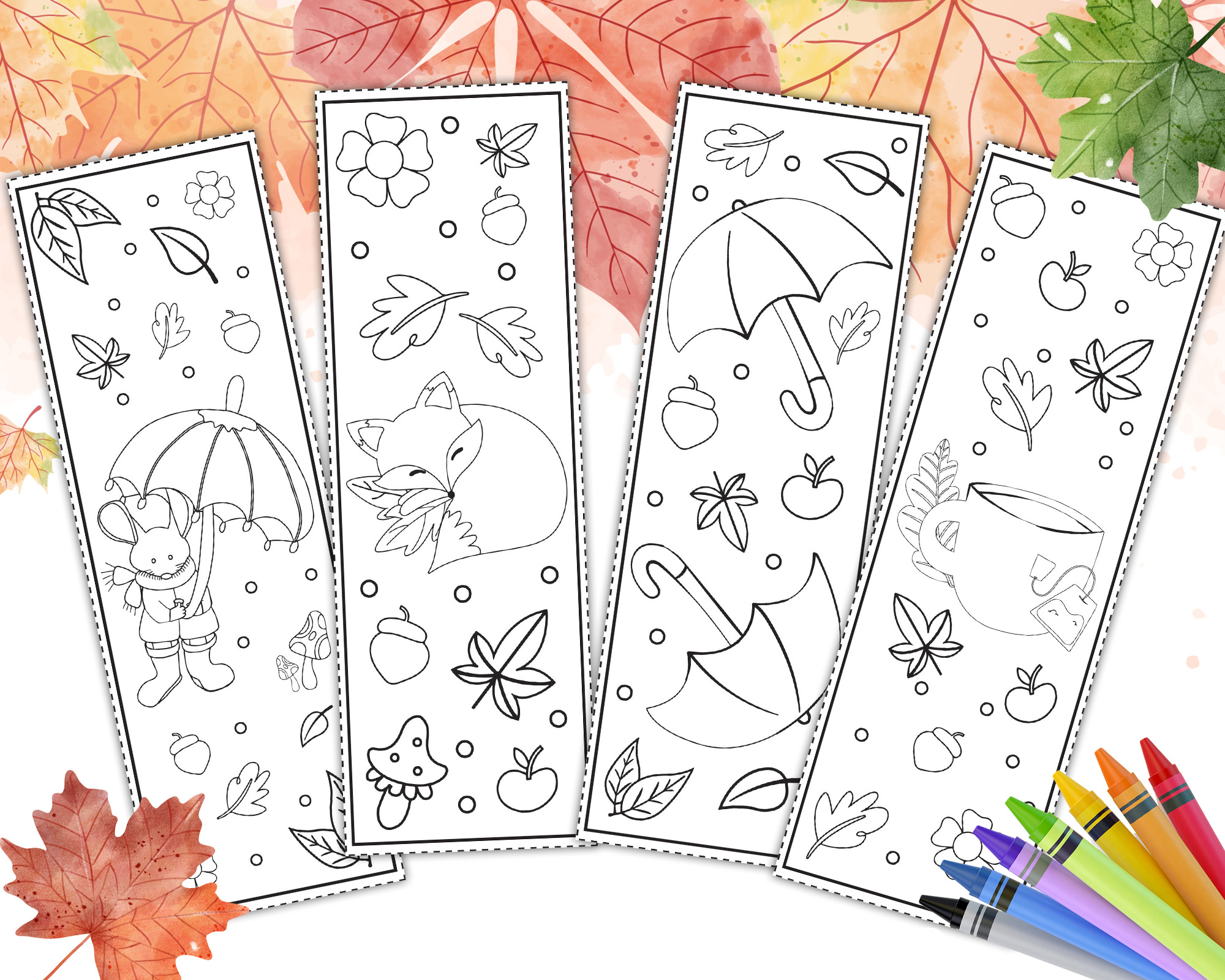 Pdf Autumn Bookmarks For Kids | Printable Coloring Fall Bookmark for Bookmark Printable Paper