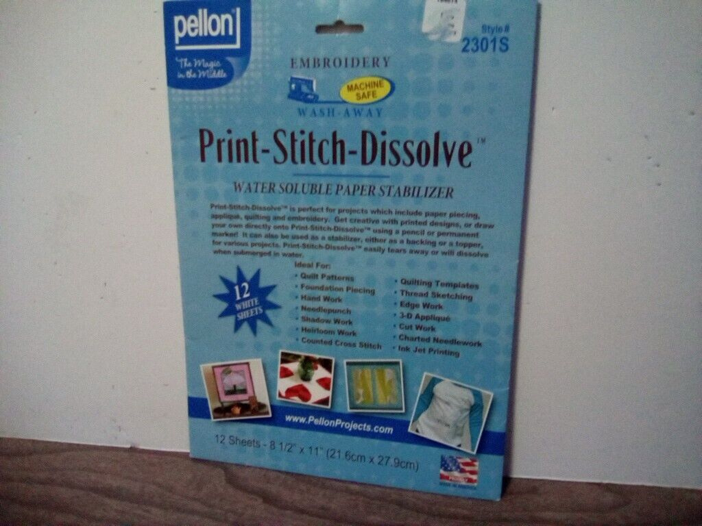 Pellon Needlework Print Stitch Dissolve Water Soluble Paper Stabilizer 12 Sheets throughout Printable Paper That Dissolves in Water