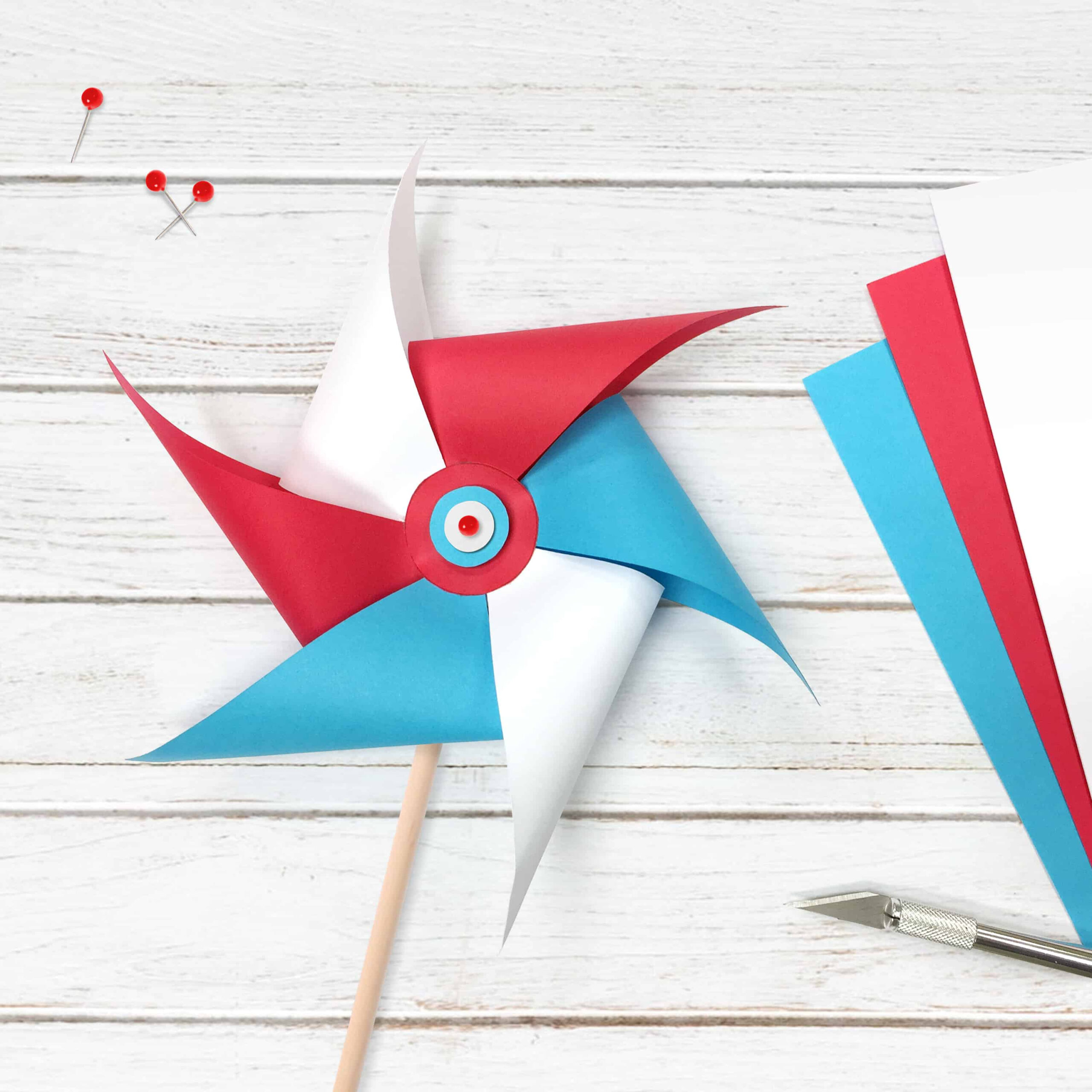 Pinwheel - Free Printable Download with Free Printable Paper Windmill Template