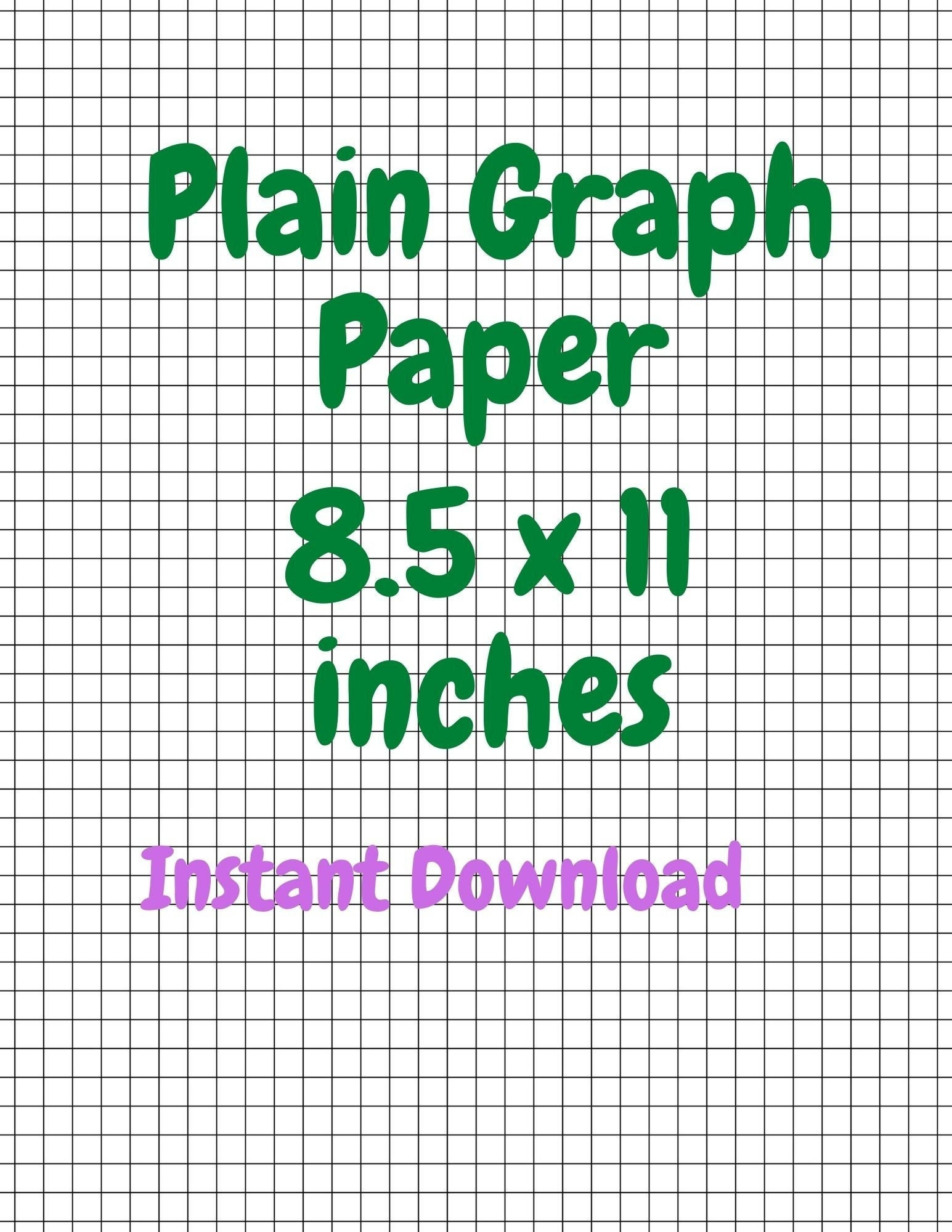 Plain Graph Paper, Instant Download, 8.5 X 11 Inches - Etsy with Printable Grid Paper 8.5 X 11