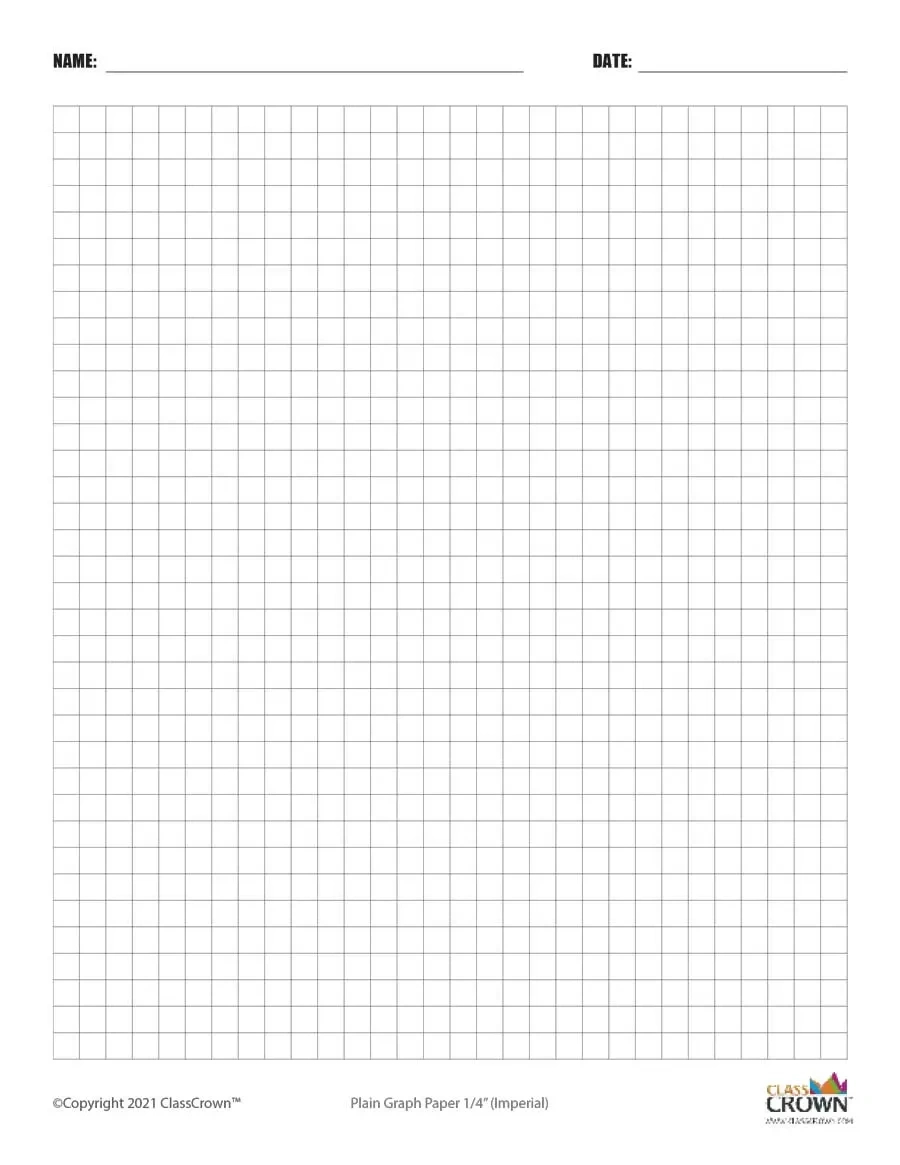 Plain Graph Paper With Name Block | Classcrown in 1/4 in Graph Paper Printable