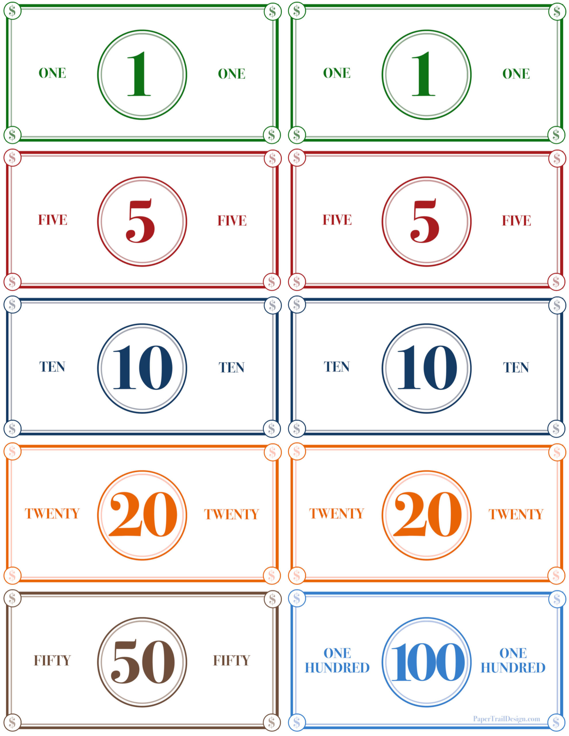 Play Money Printable - Paper Trail Design - Worksheets Library with regard to Printable Paper Play Money