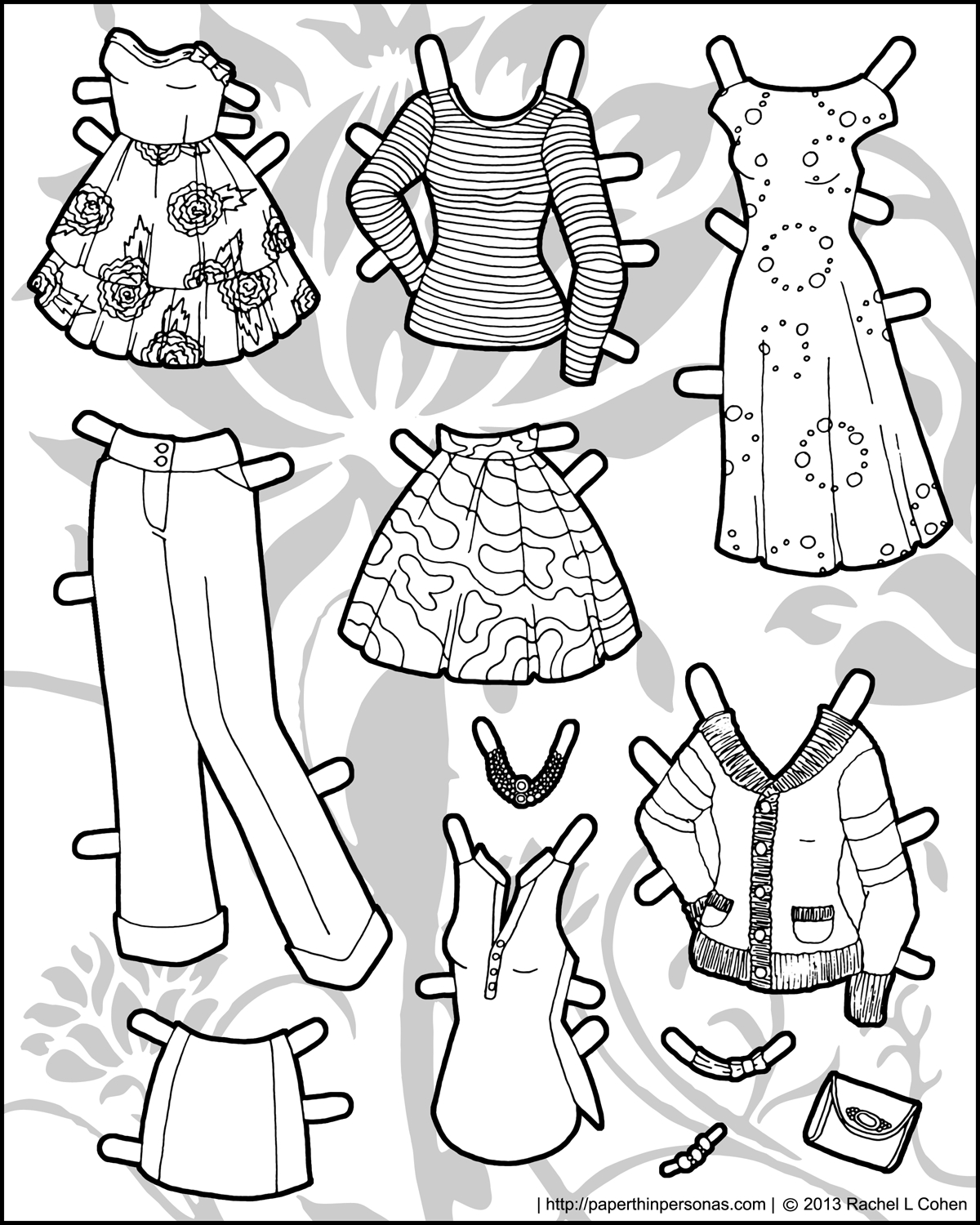 Playing With Pattern On Ms. Mannequin Paper Doll Clothes • Paper for Free Printable Paper Doll Clothes Patterns