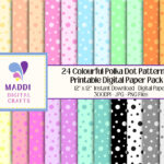 Polka Dots Patterned Printable Paper Colourful Digital Within Polka Dot Printable Paper