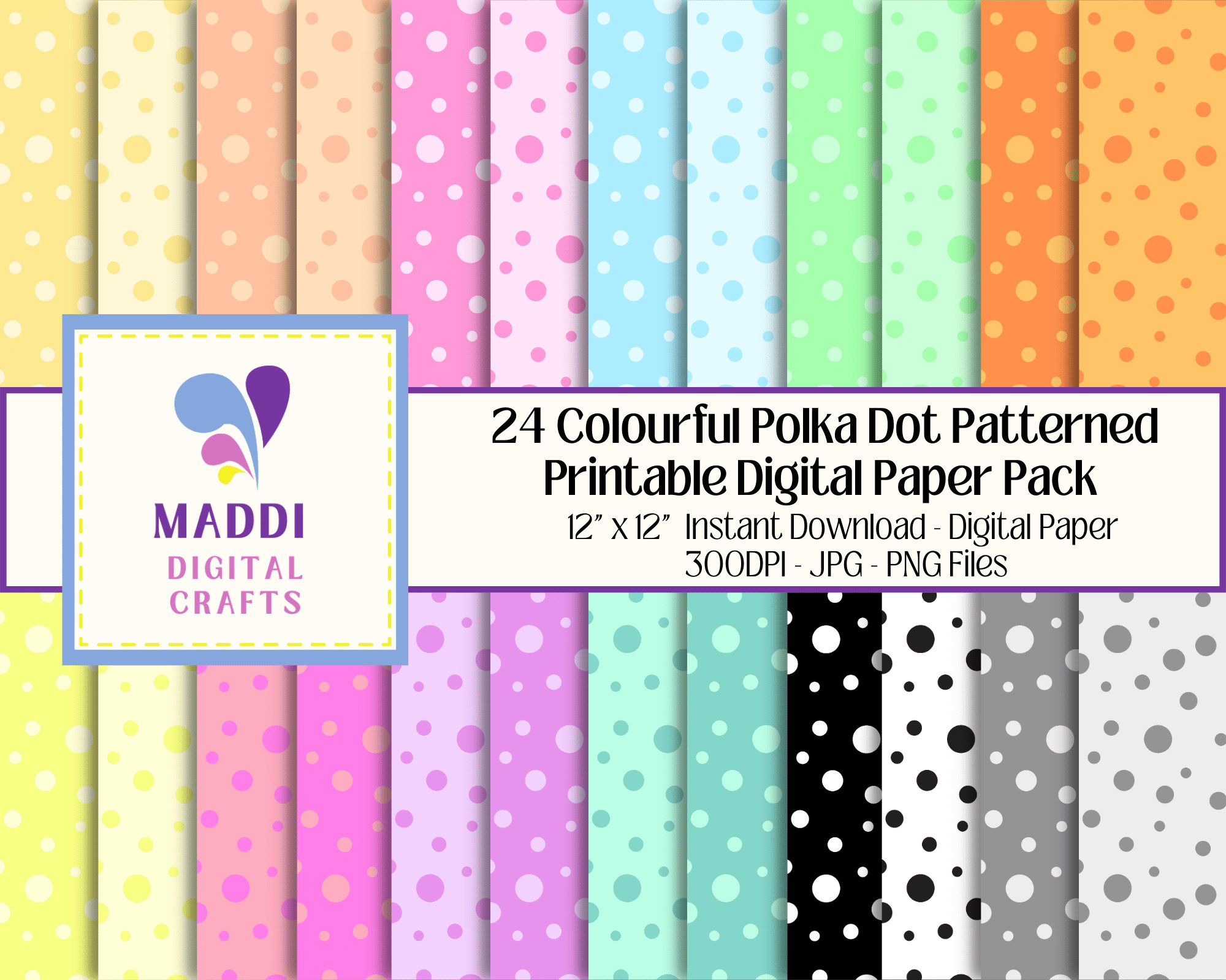 Polka Dots Patterned Printable Paper Colourful Digital within Polka Dot Printable Paper