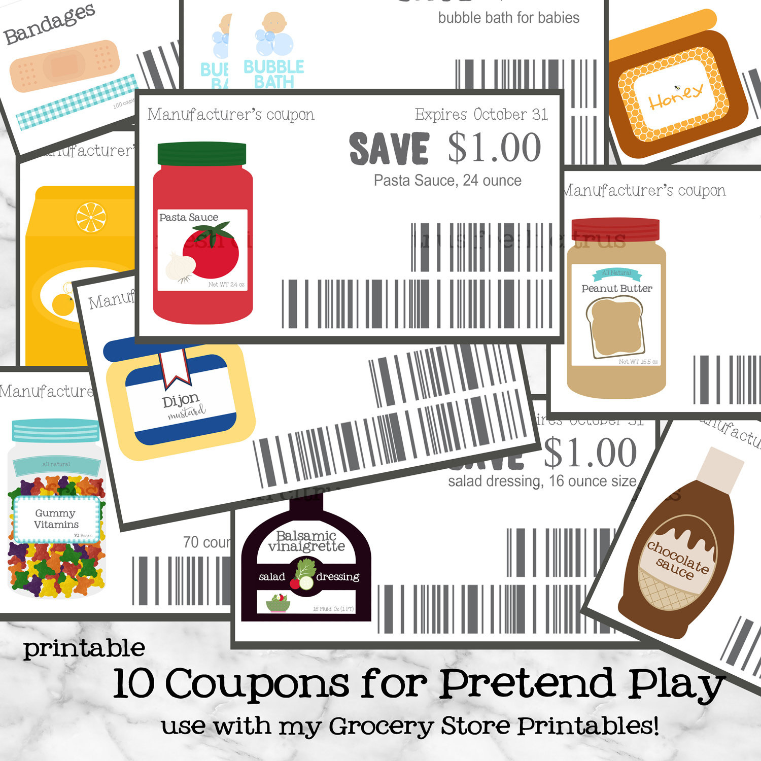 Pretend Play Coupons Grocery Store Printables Instant Download - Etsy in Printable Paper Store Coupon