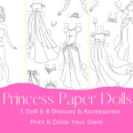Princess Paper Dolls Road Trip Project Princess Party Color Your Pertaining To Printable Paper Dolls Coloring Pages