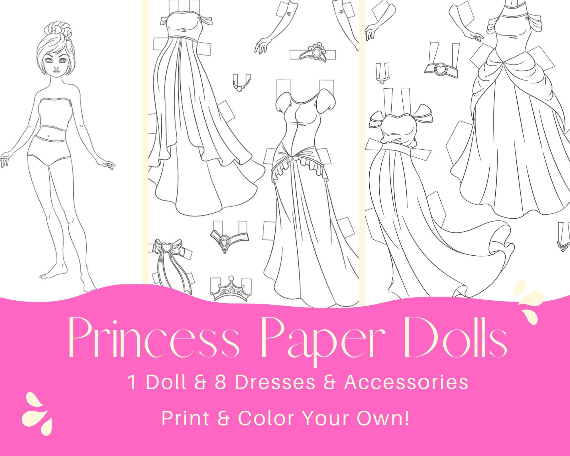 Princess Paper Dolls Road Trip Project Princess Party Color Your pertaining to Printable Paper Dolls Coloring Pages