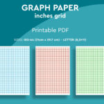 Printable 1"X 1" Grid Graph Paper, Inches Grid, 3 Different Colors For Printable 1 Inch Grid Paper