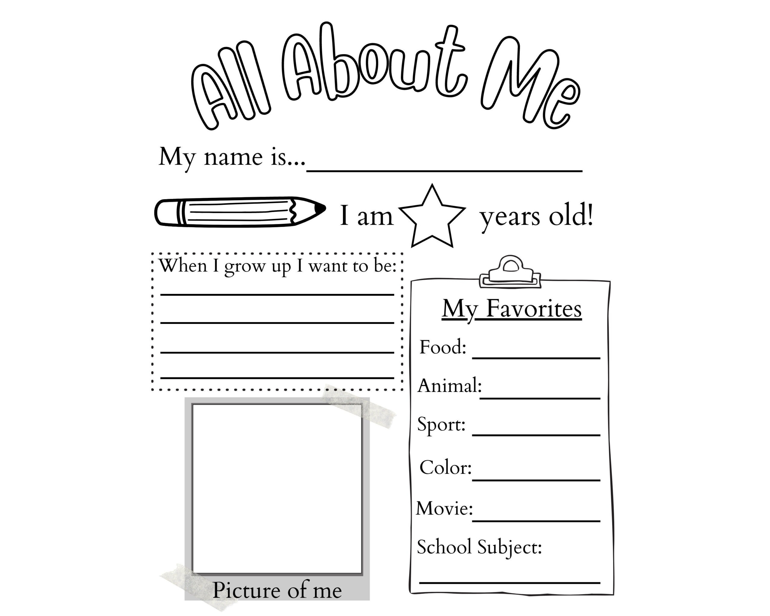 Printable All About Me Worksheet | Printable Activity For Kids regarding All About Me Printable Paper
