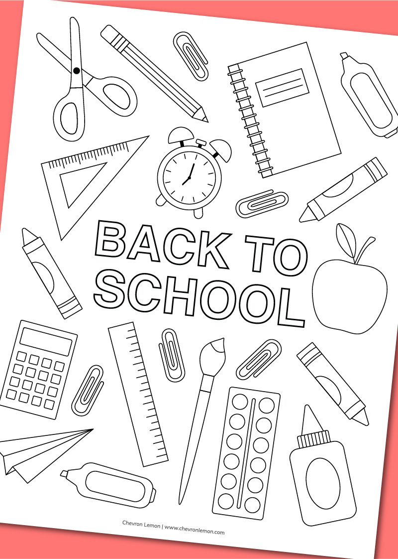 Printable Back To School Coloring Page - Chevron Lemon for Back to School Printable Paper