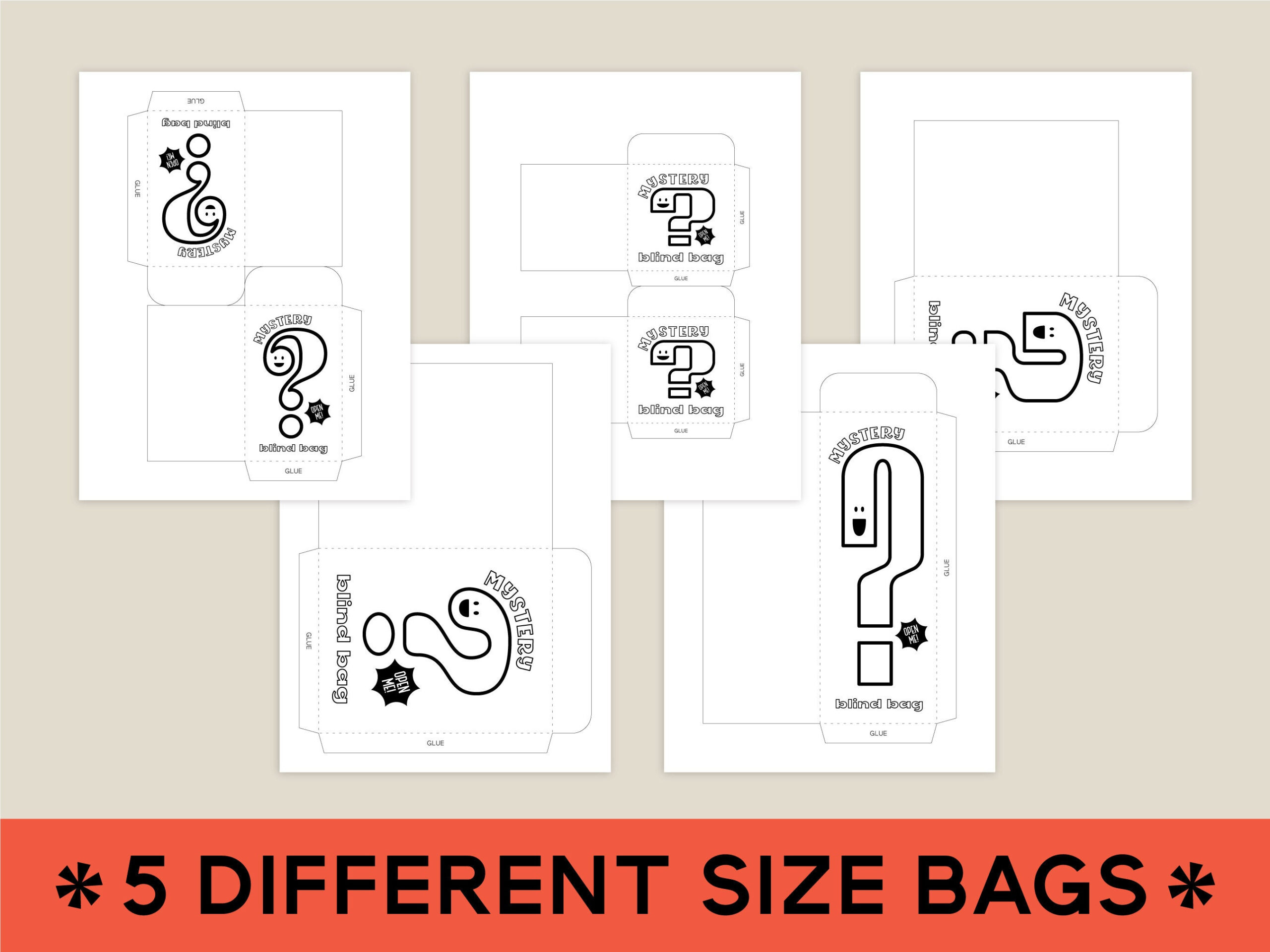 Printable Blind Bag Diy - 5 Sizes - Pdf - Digital Download - Print with regard to Printable Paper Blind Bag