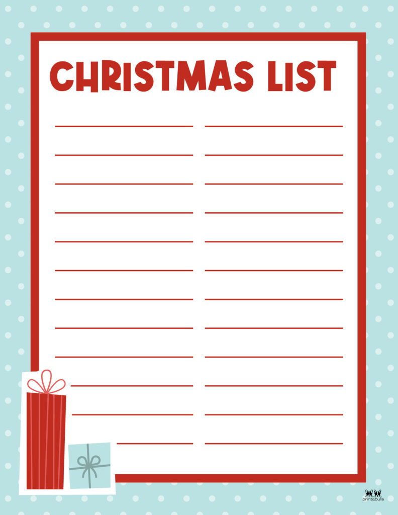 Printable Christmas Lists - 25 Free Printables | Printabulls within Christmas List Printable Paper