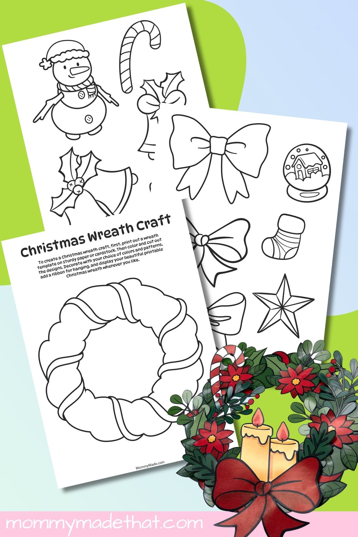 Printable Christmas Wreath Craft (Free Templates) within Free Printable Paper Wreath Template
