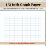 Printable Half Inch (.50 Inch) Graph Paper, Two Squares Per Inch Intended For Graph Paper Printable 1/2 Inch