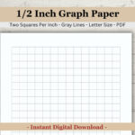 Printable Half Inch (.50 Inch) Graph Paper, Two Squares Per Inch Within 2x2 Graph Paper Printable