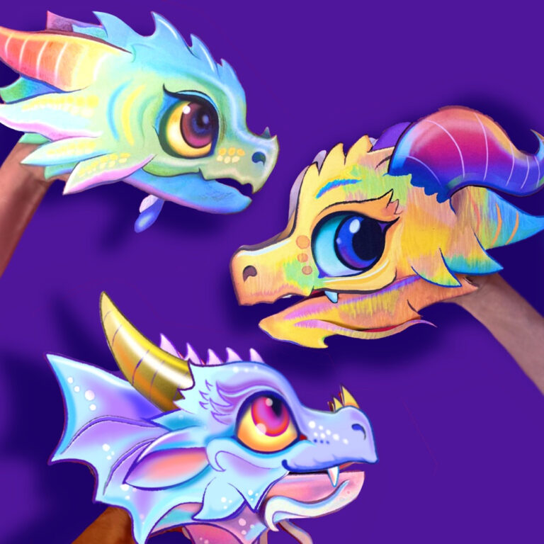 Free Printable Paper Dragon Puppet Template | Grid Paper Printable