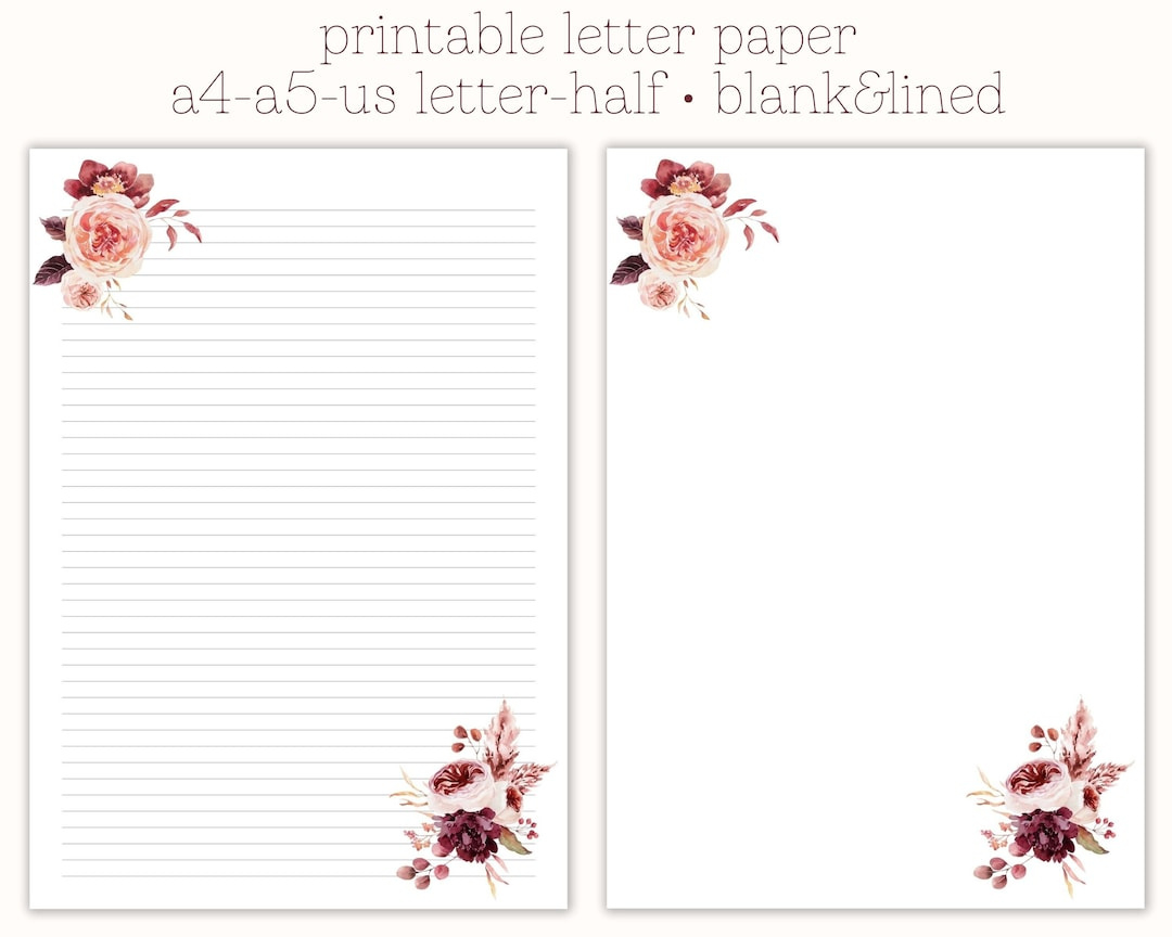 Printable Letter Paper, Letter Writing Paper, Decorative Paper inside Printable Paper Letter