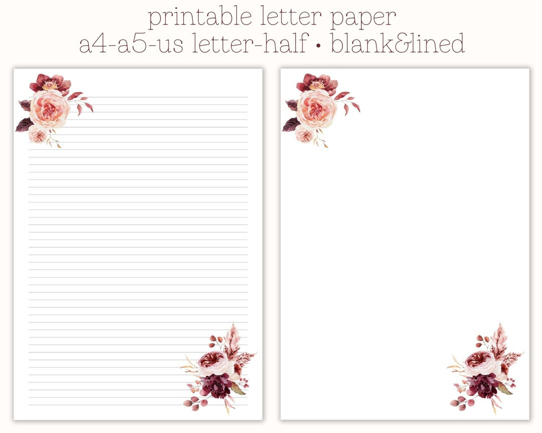 Printable Letter Paper, Letter Writing Paper, Decorative Paper intended for Letter Printable Paper