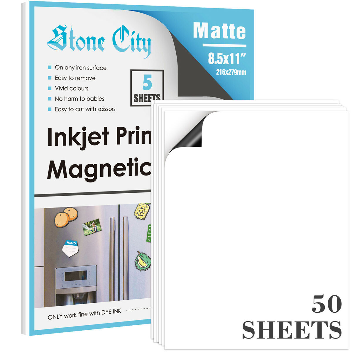 Printable Magnet Paper 50 Sheet Magnetic Photo Paper 8.5X11 Matte intended for Magnetic Printable Paper