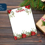 Printable Merry Christmas Writing Paper, 8.5"X11" Unlined Writing For Merry Christmas Printable Paper