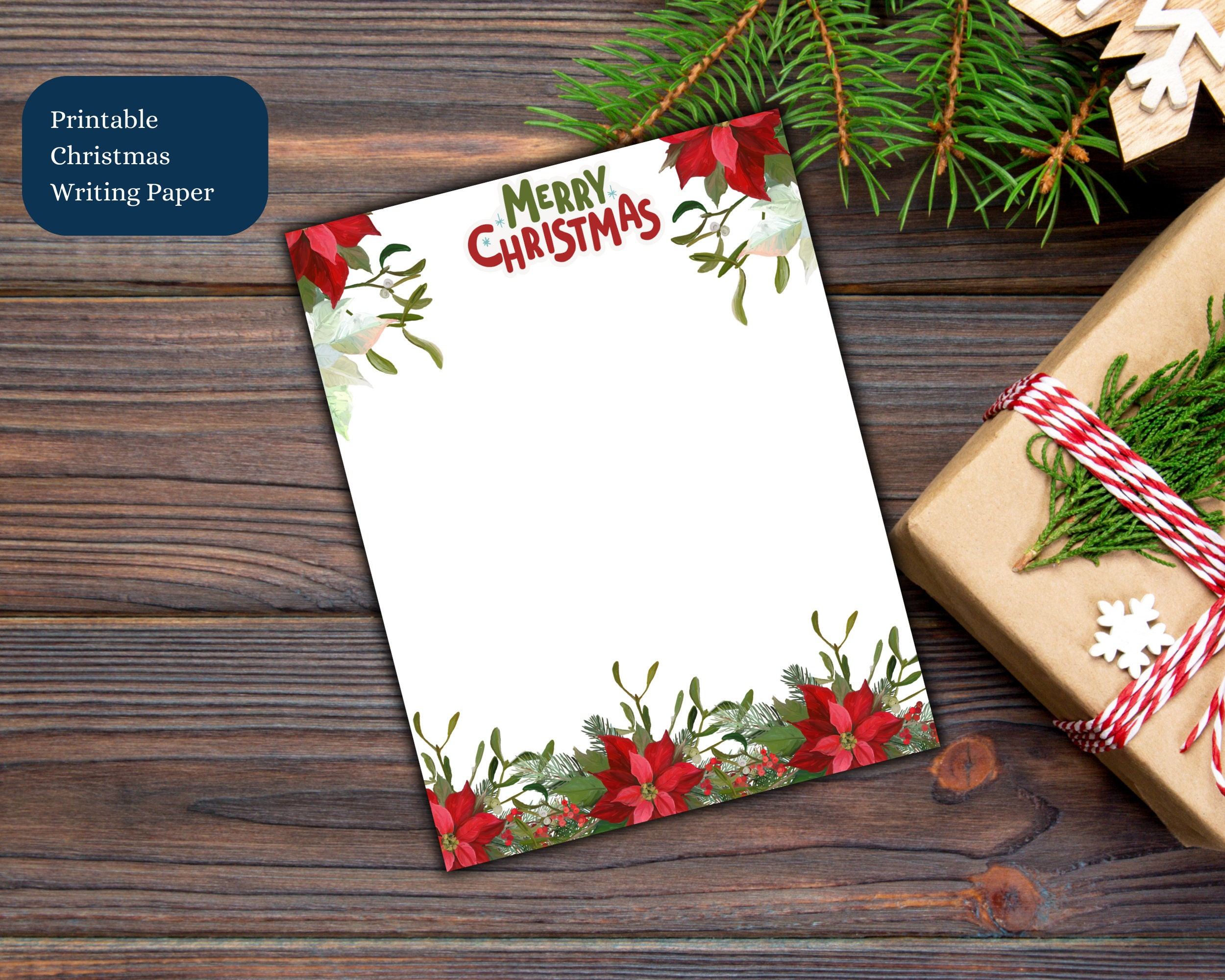 Printable Merry Christmas Writing Paper, 8.5&amp;quot;X11&amp;quot; Unlined Writing for Merry Christmas Printable Paper