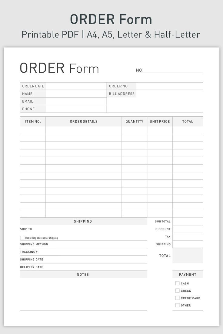 Printable Order Form For Small Business in Printable Paper Business