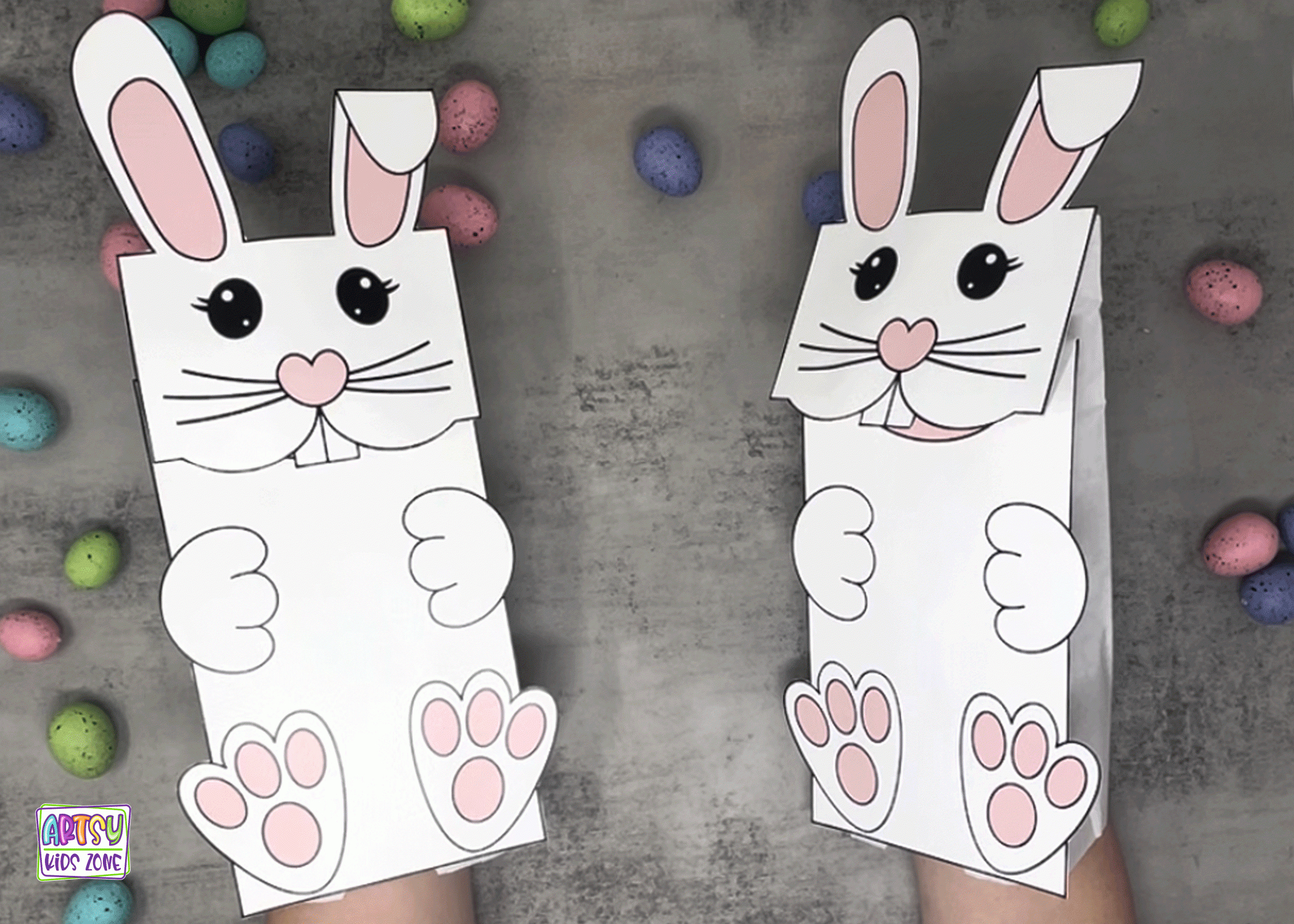 Printable Paper Bag Bunny Puppets intended for Printable Paper Puppet