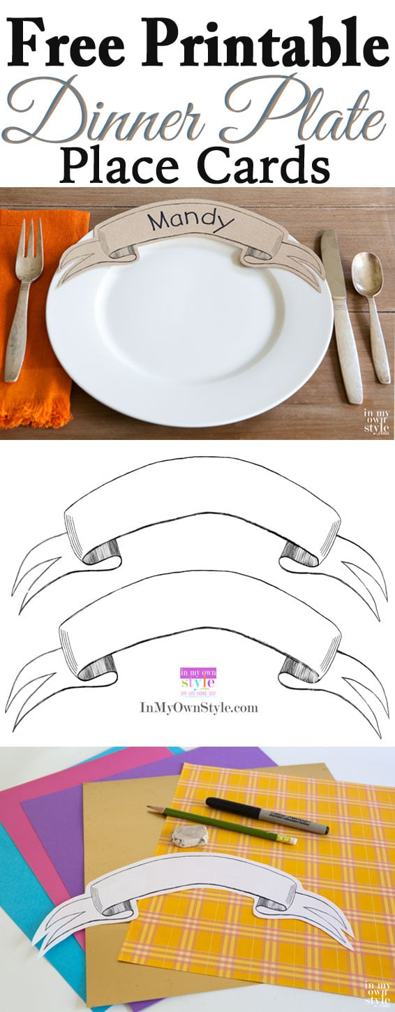 Printable Paper Banner Dinner Plate Place Card - In My Own Style throughout Printable Paper Plates