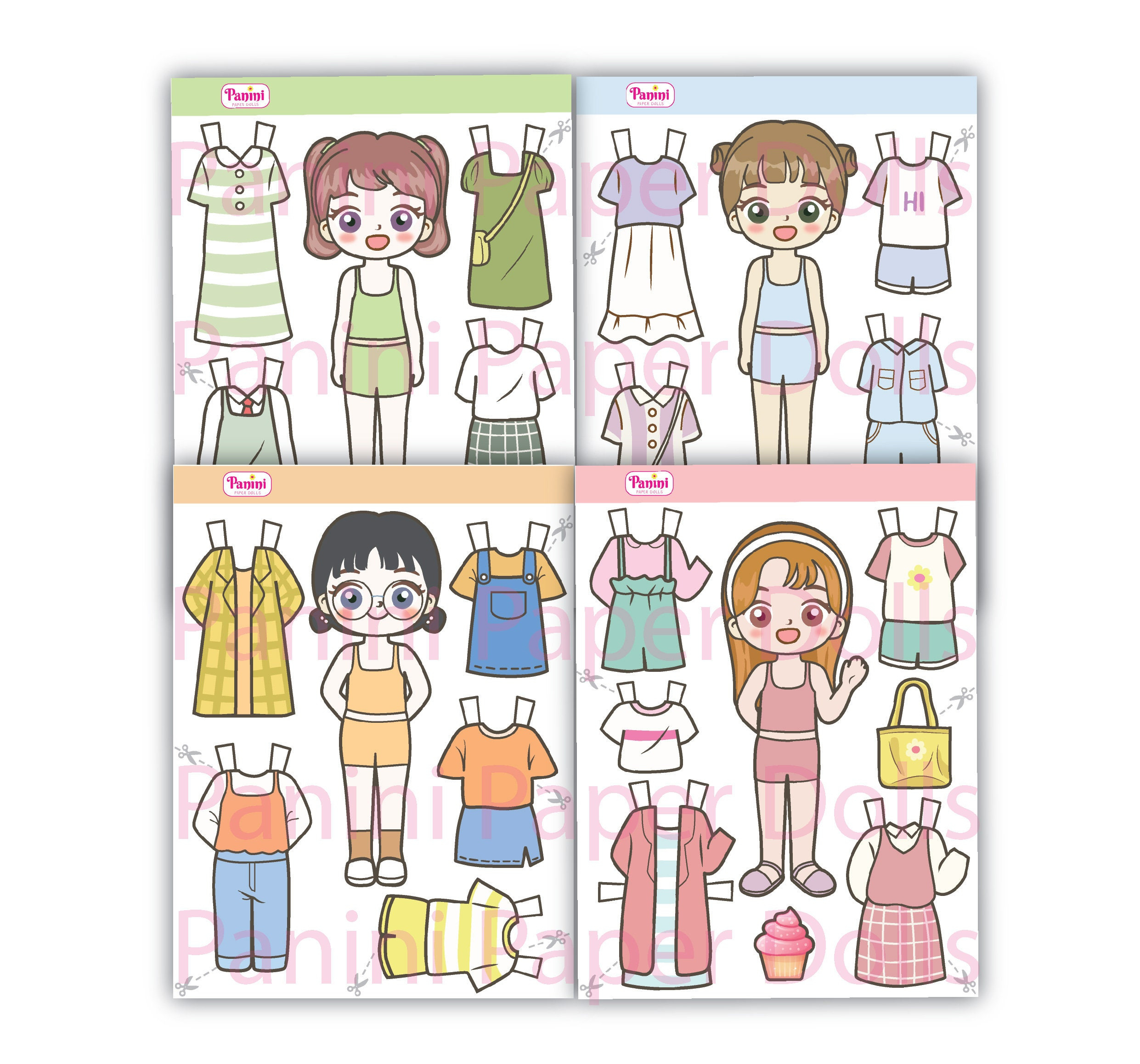 Printable Paper Doll Cute Kawaii Paper Dolls Dress Up Toys Instant intended for Printable Paper Doll Kawaii