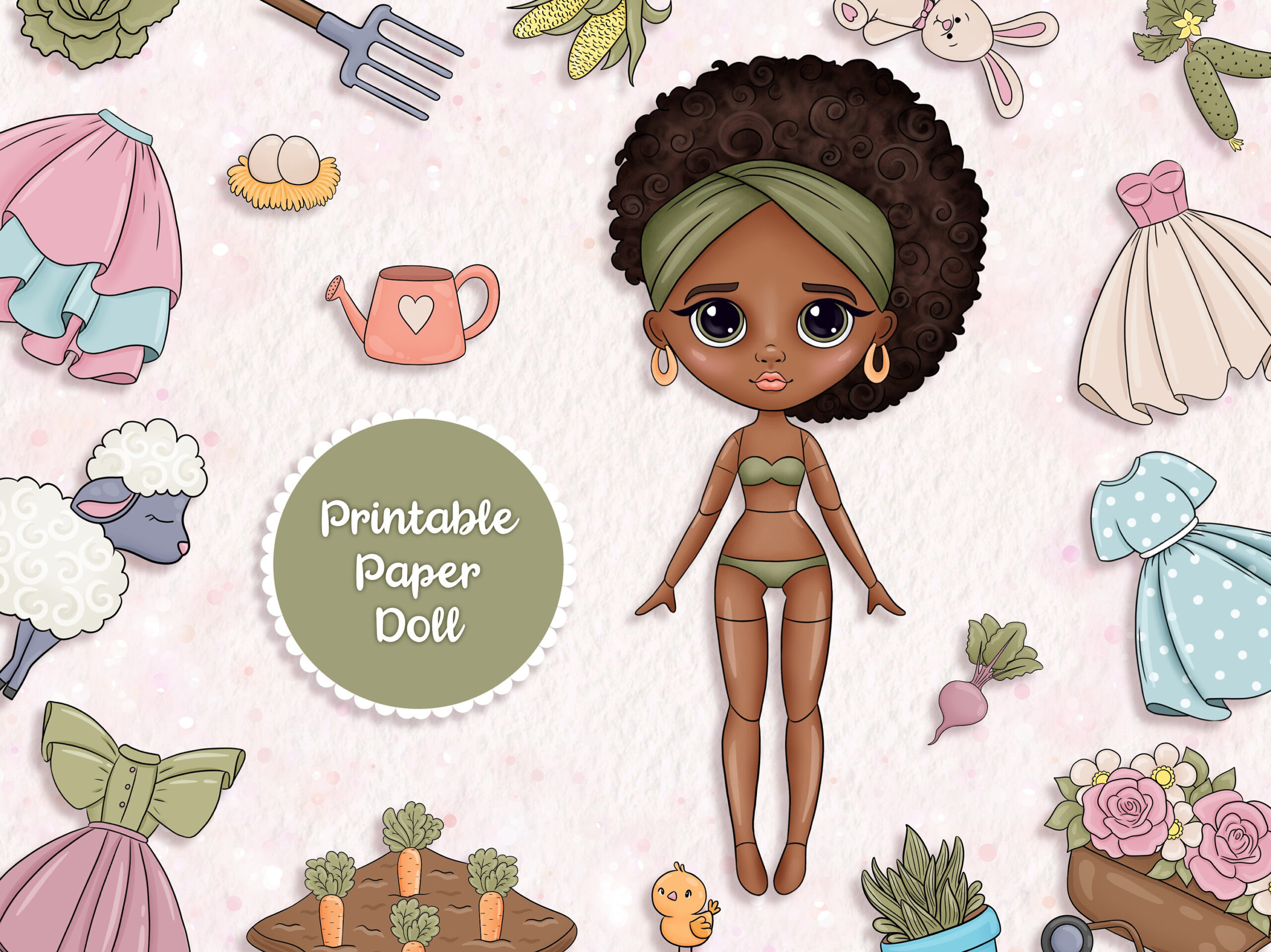 Printable Paper Doll, Farm Book, Blythe With Clothes - Etsy intended for Etsy Printable Paper Dolls