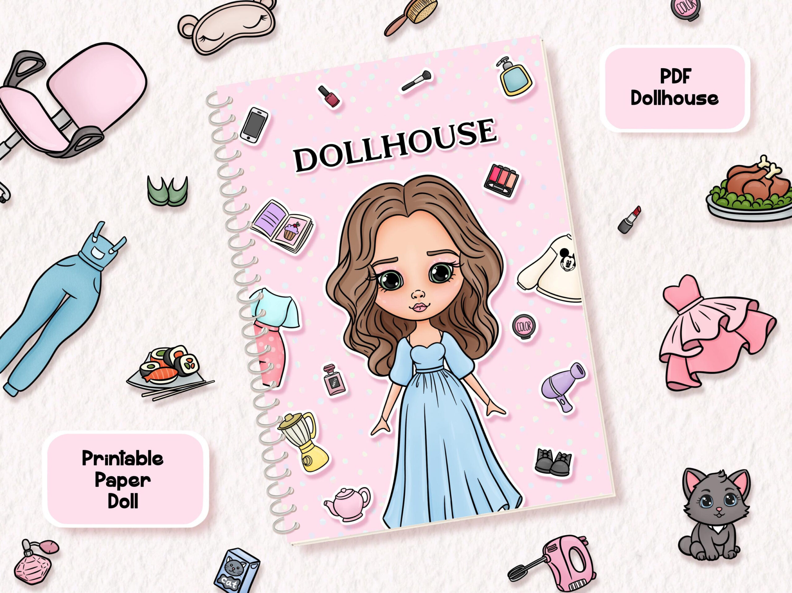 Printable Paper Doll House Kate Made - Etsy.de throughout Printable Paper Dolls Katemade