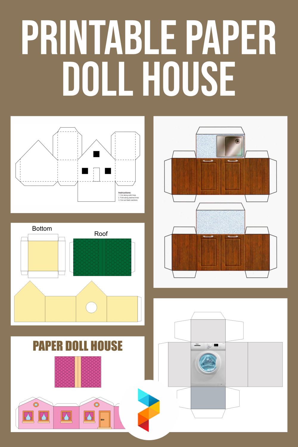 Printable Paper Doll House pertaining to Free Printable Paper Dollhouse Furniture Templates