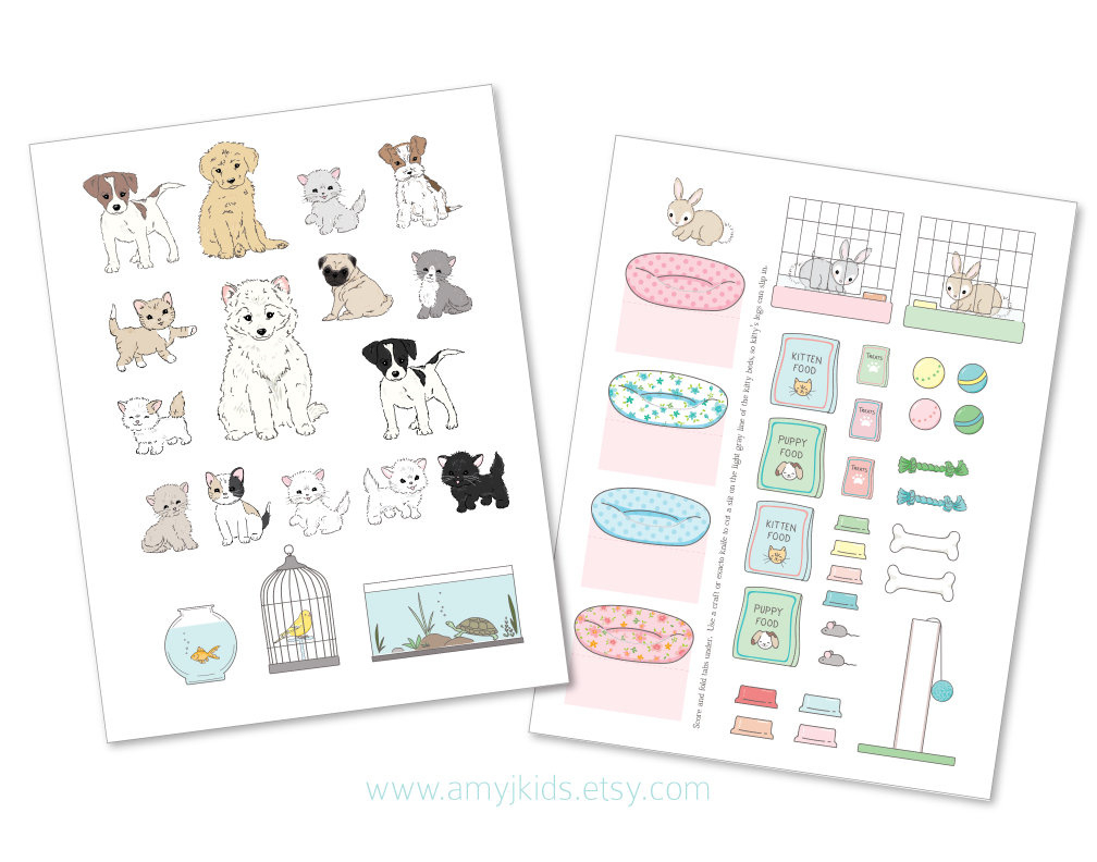 Printable Paper Doll Pet Shop Spielset- Pdf Sofortiger Download pertaining to Printable Paper Doll Dog
