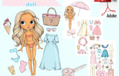 Printable Paper Doll Summer Blythe With Clothes - Digital Pdf inside Paper Doll Template Printable